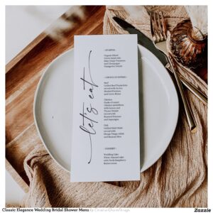 Classic Elegance Wedding Bridal Shower Menu