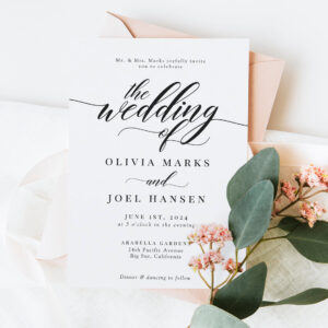 Classic Elegant Script Wedding Invitation