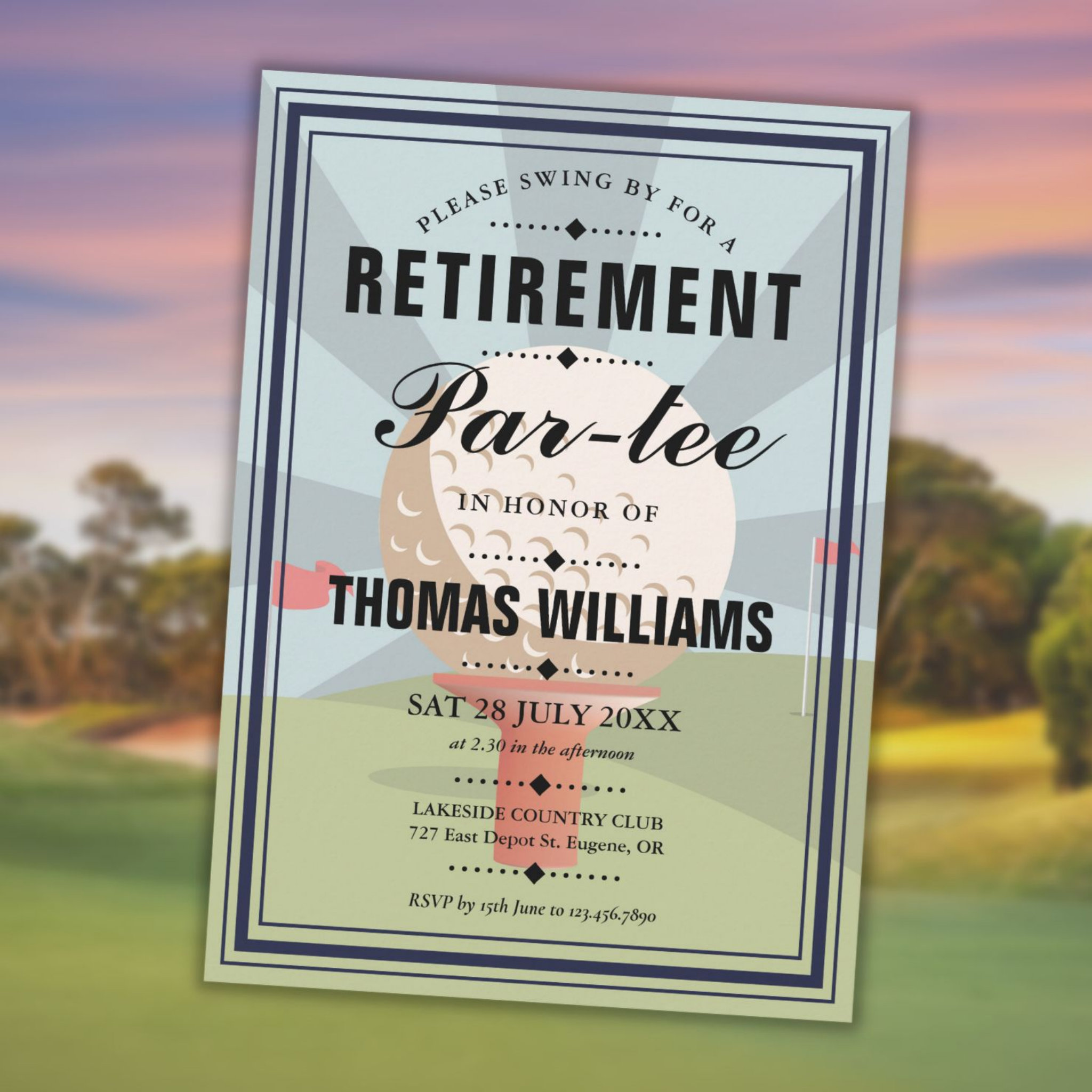 Classic Golf Retirement Partee Party Invitation