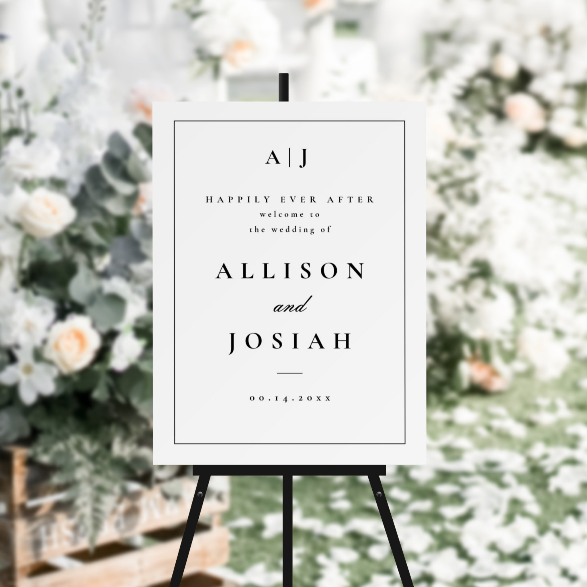 Classic Monogram Black and White Wedding Welcome Foam Board