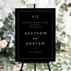 Classic Monogram Black and White Wedding Welcome Foam Board