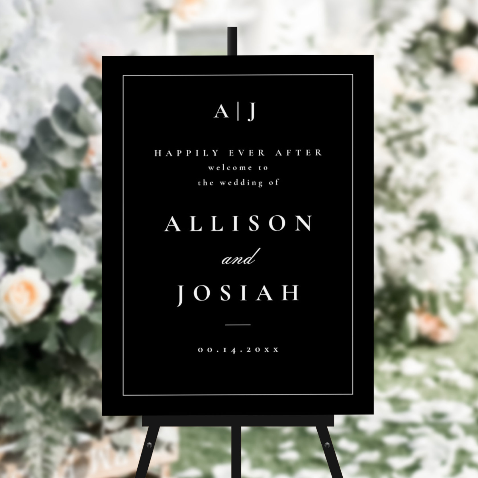 Classic Monogram Black and White Wedding Welcome Foam Board