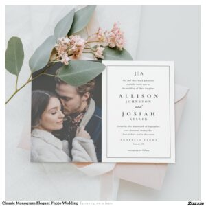Classic Monogram Elegant Photo Wedding Invitation