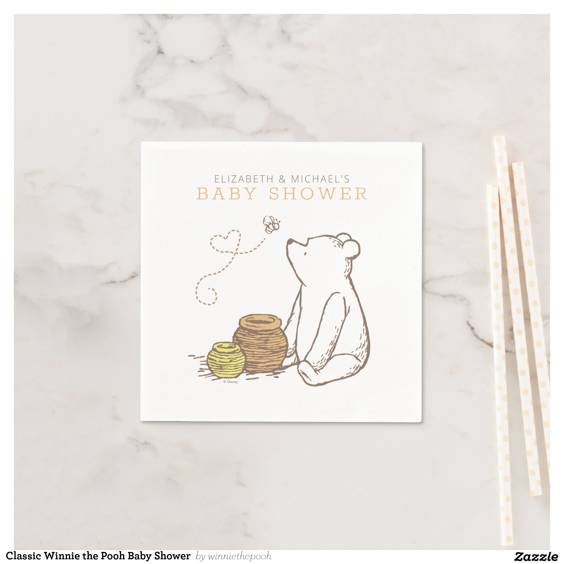 Classic Winnie the Pooh Baby Shower Napkins