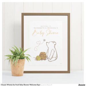 Classic Winnie the Pooh Baby Shower Welcome Sign