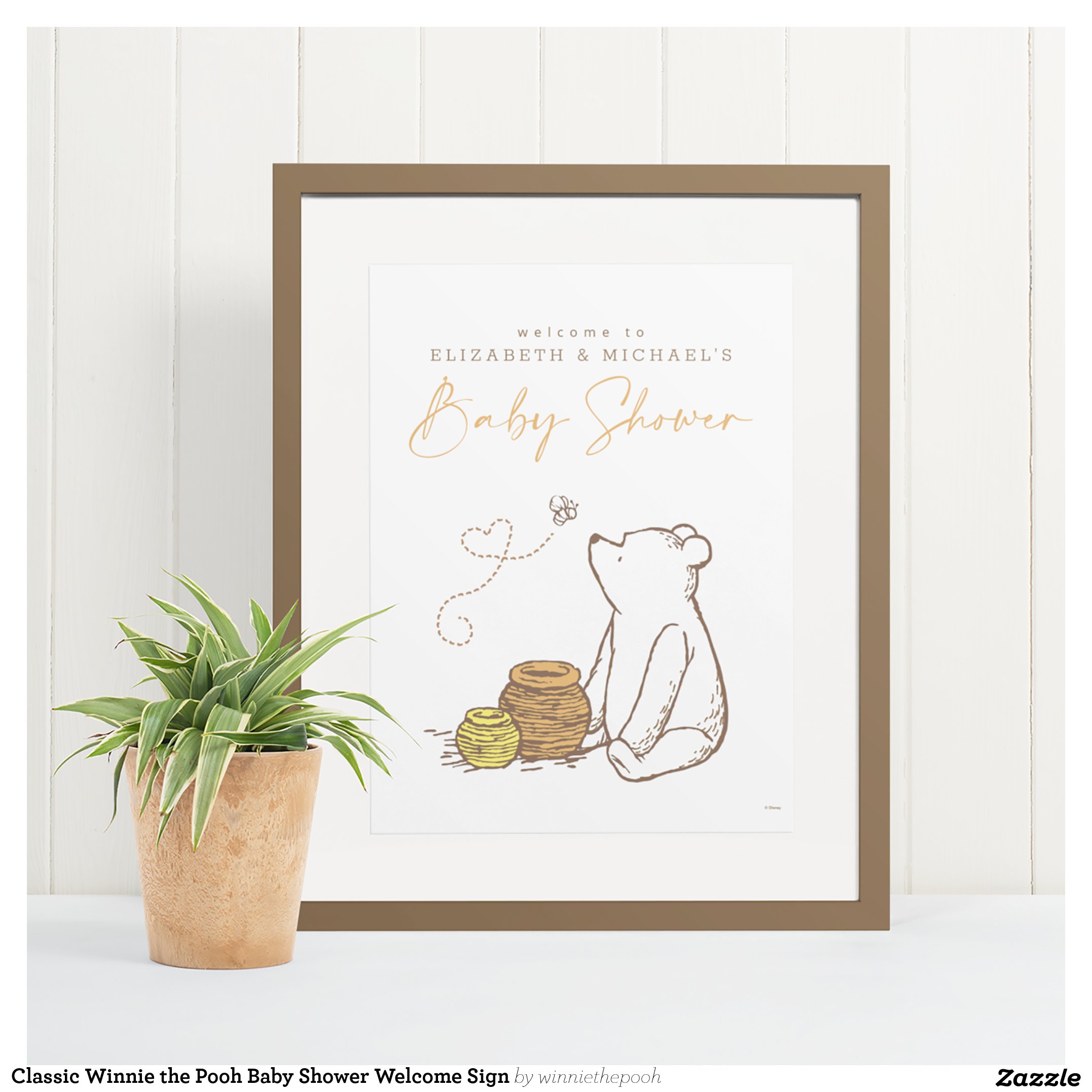 Classic Winnie the Pooh Baby Shower Welcome Sign