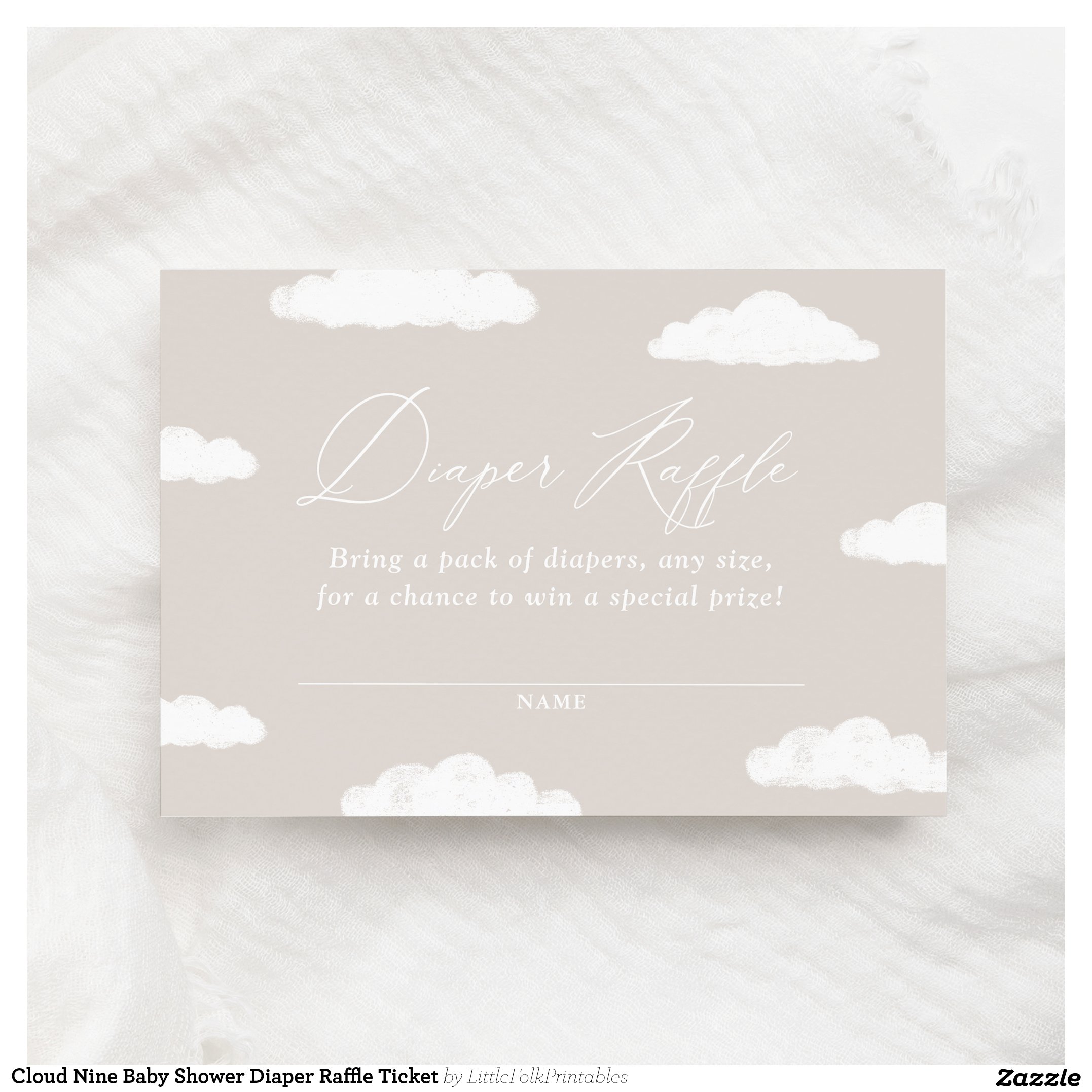 Cloud Nine Baby Shower Diaper Raffle Ticket Enclosure Card
