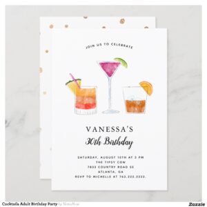 Cocktails Adult Birthday Party Invitation