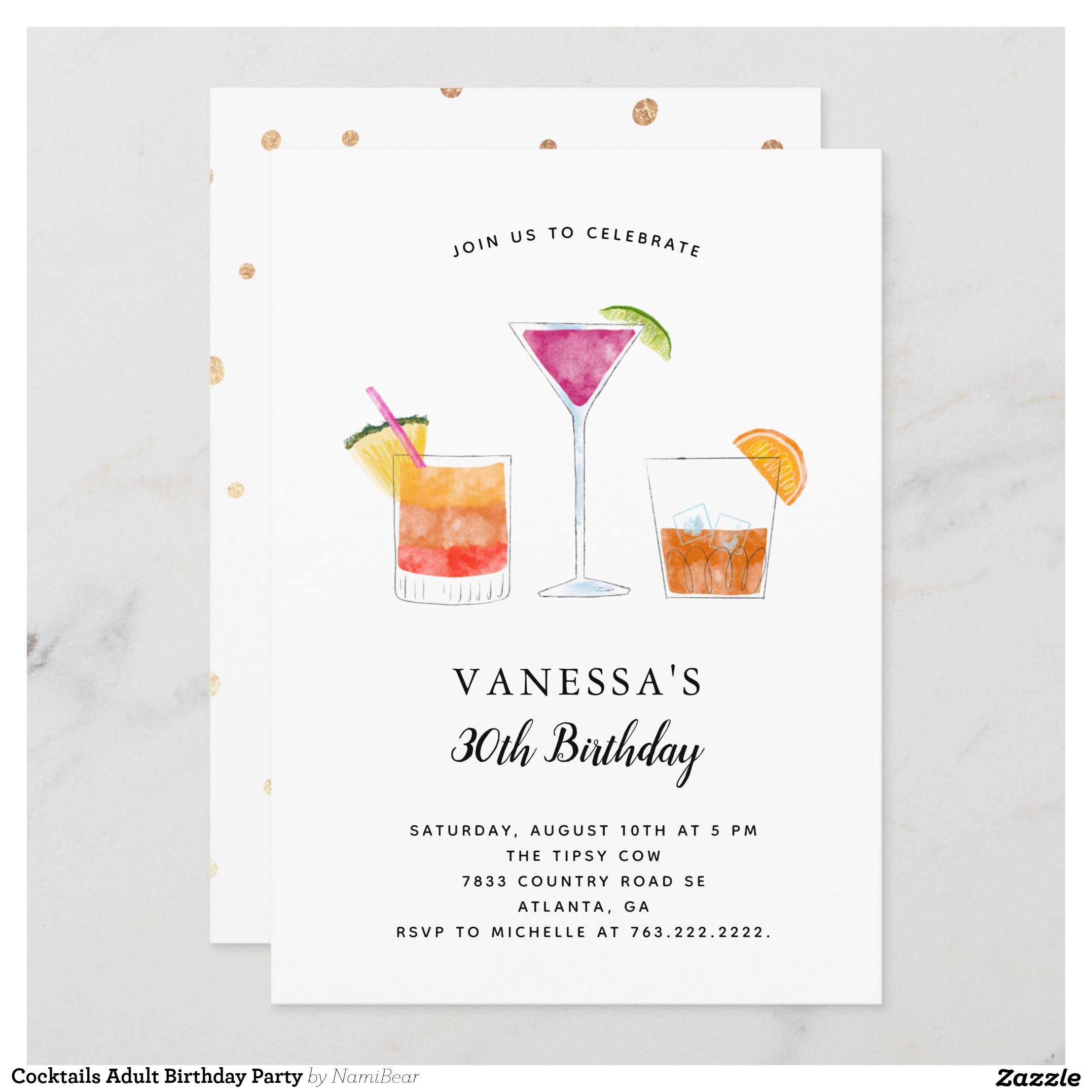 Cocktails Adult Birthday Party Invitation