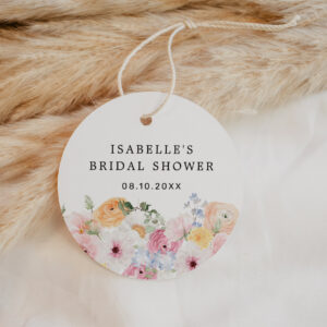 Colorful Pastel Floral Bridal Shower Favor Tags