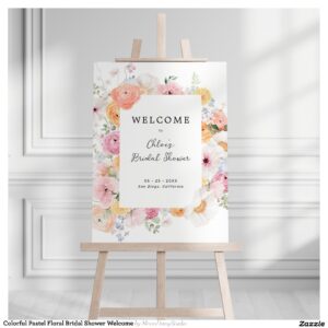 Colorful Pastel Floral Bridal Shower Welcome Foam Board