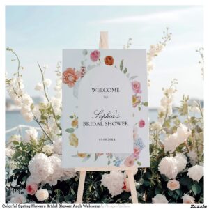Colorful Spring Flowers Bridal Shower Arch Welcome Foam Board