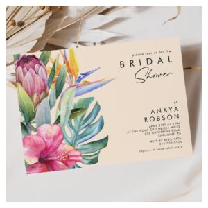 Colorful Tropical Floral Peach Bridal Shower Invitation