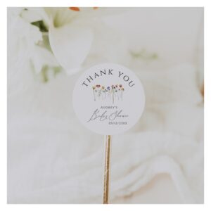 Colorful Wildflower Baby Shower Thank You Favor Classic Round Sticker