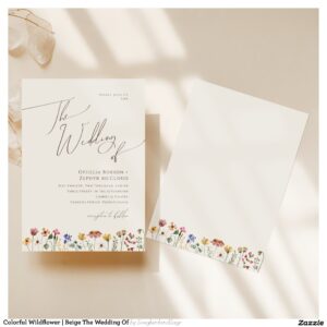 Colorful Wildflower Beige The Wedding Of Invitation