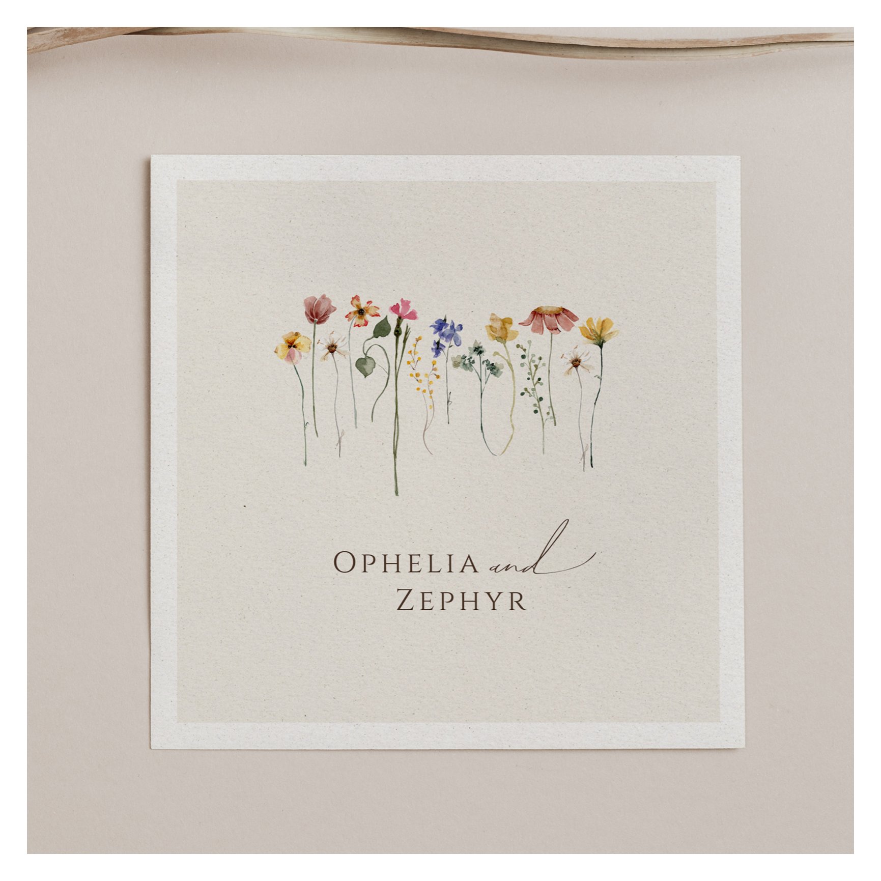 Colorful Wildflower   Beige Wedding Napkins