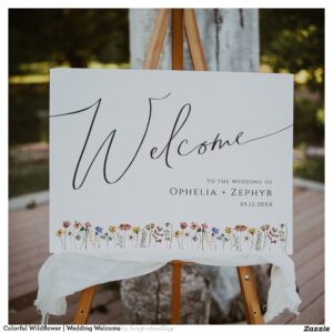 Colorful Wildflower Wedding Welcome Foam Board