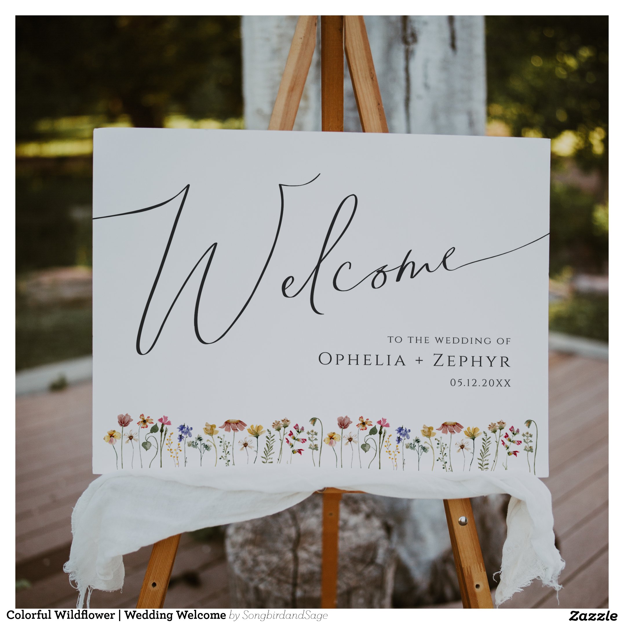 Colorful Wildflower   Wedding Welcome Foam Board