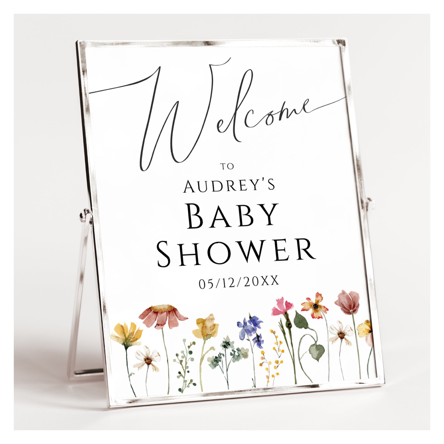 Colorful Wildflower Welcome baby Shower Sign