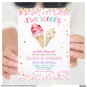 Cone Ice Cream Joint Birthday Party Invitation