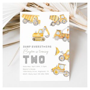 Construction 2nd Birthday Invitation