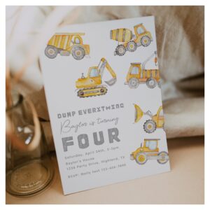 Construction 4th Birthday Invitation