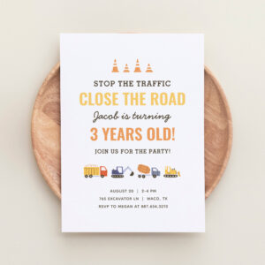 Construction Vehicles Boy Birthday Party Invitatio Invitation