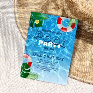 Cool Pool Party Swimming Birthday Invitation