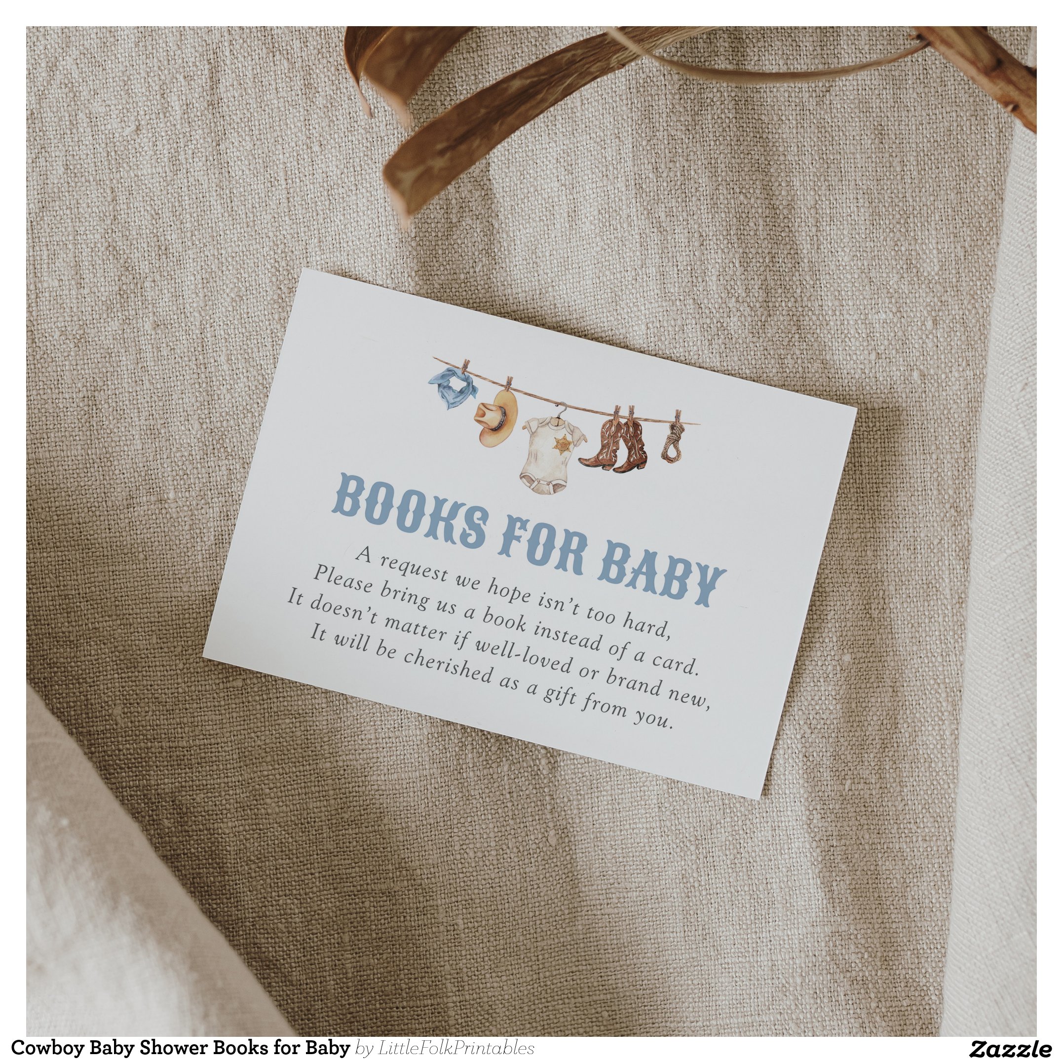 Cowboy Baby Shower Books for Baby Enclosure Card