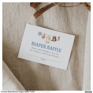 Cowboy Baby Shower Diaper Raffle Ticket Enclosure Card