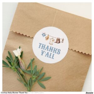 Cowboy Baby Shower Thank You Classic Round Sticker