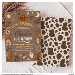Cowboy Birthday Invitation 1st Rodeo Invitation