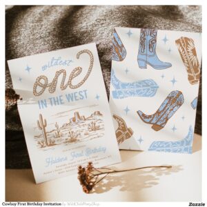Cowboy First Birthday Invitation