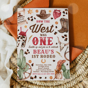 Cowboy Rodeo 1st Birthday How The West Was One Invitation
