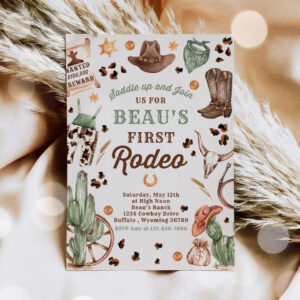 Cowboy Wild West 1st Rodeo Ranch Birthday Party Invitation