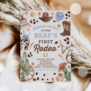 Cowboy Wild West 1st Rodeo Ranch Birthday Party Invitation