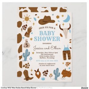 Cowboy Wild West Rodeo Ranch Baby Shower Invitation