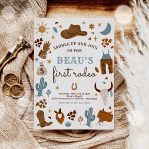 Cowboy Wild West Rodeo Ranch Birthday Party Invitation