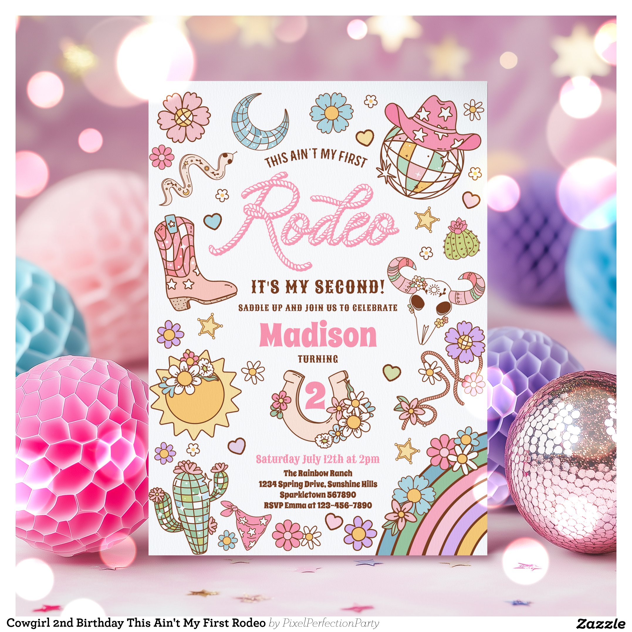 Cowgirl 2nd Birthday This Ain't My First Rodeo Invitation