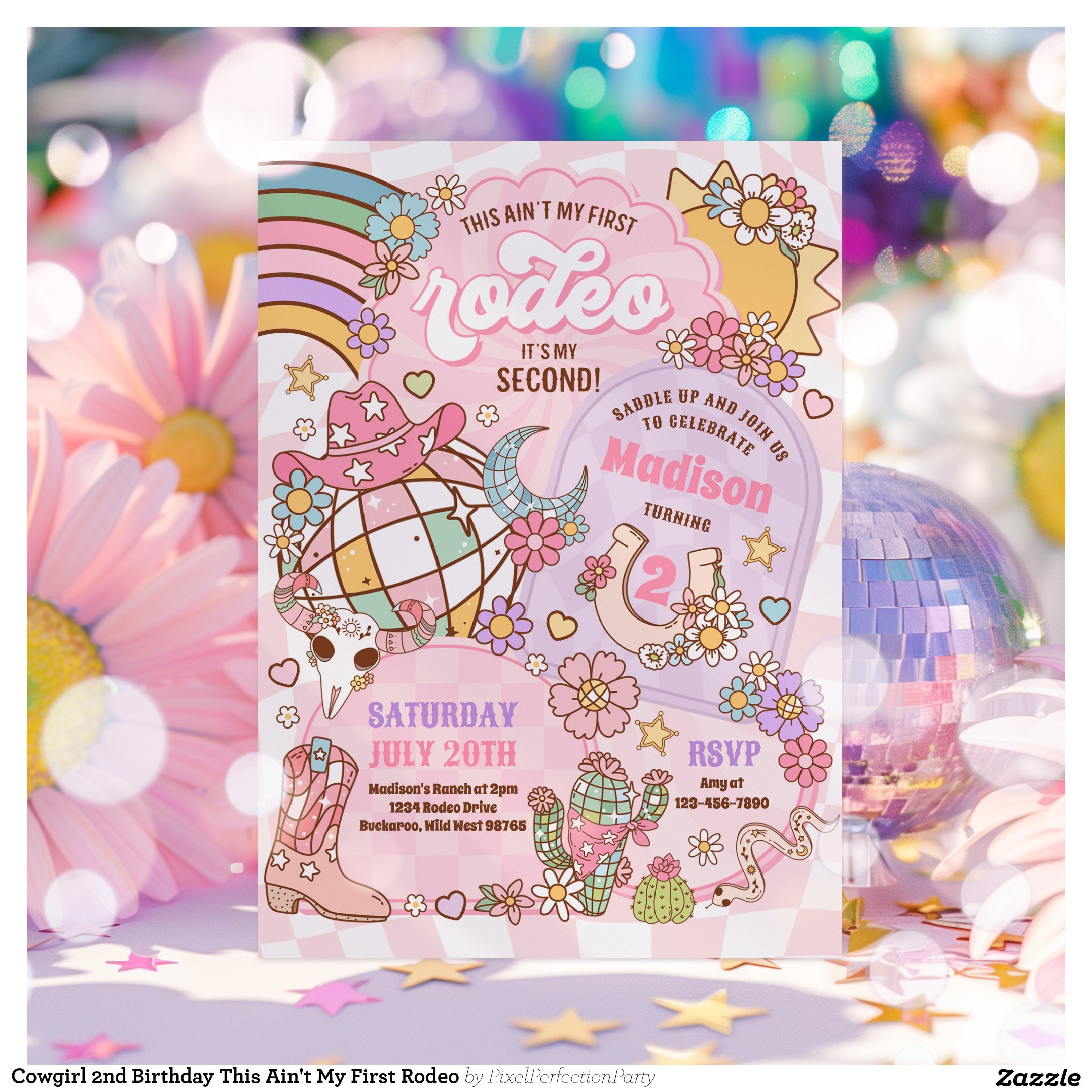 Cowgirl 2nd Birthday This Ain't My First Rodeo Invitation