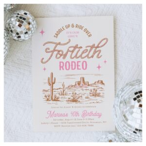 Cowgirl 40th Rodeo Birthday Invitation