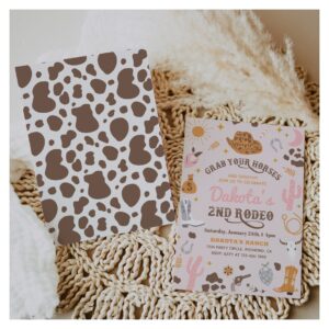 Cowgirl Birthday Invitation   2nd Rodeo Invitation
