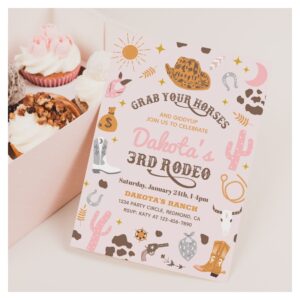 Cowgirl Birthday Invitation 3rd Rodeo Invitation