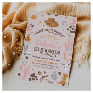 Cowgirl Birthday Invitation 5th Rodeo Invitation