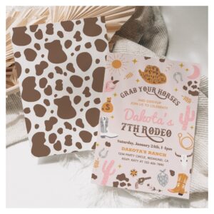 Cowgirl Birthday Invitation 7th Rodeo Invitation