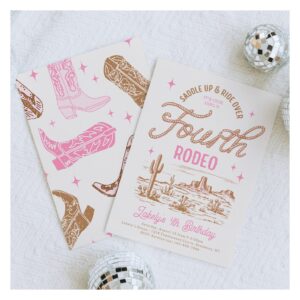 Cowgirl Fourth Rodeo Birthday Invitation