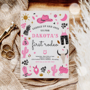 Cowgirl Wild West Rodeo Ranch Birthday Party Invitation