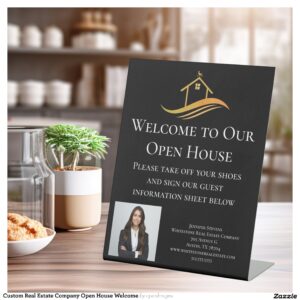 Custom Real Estate Company Open House Welcome Pedestal Sign