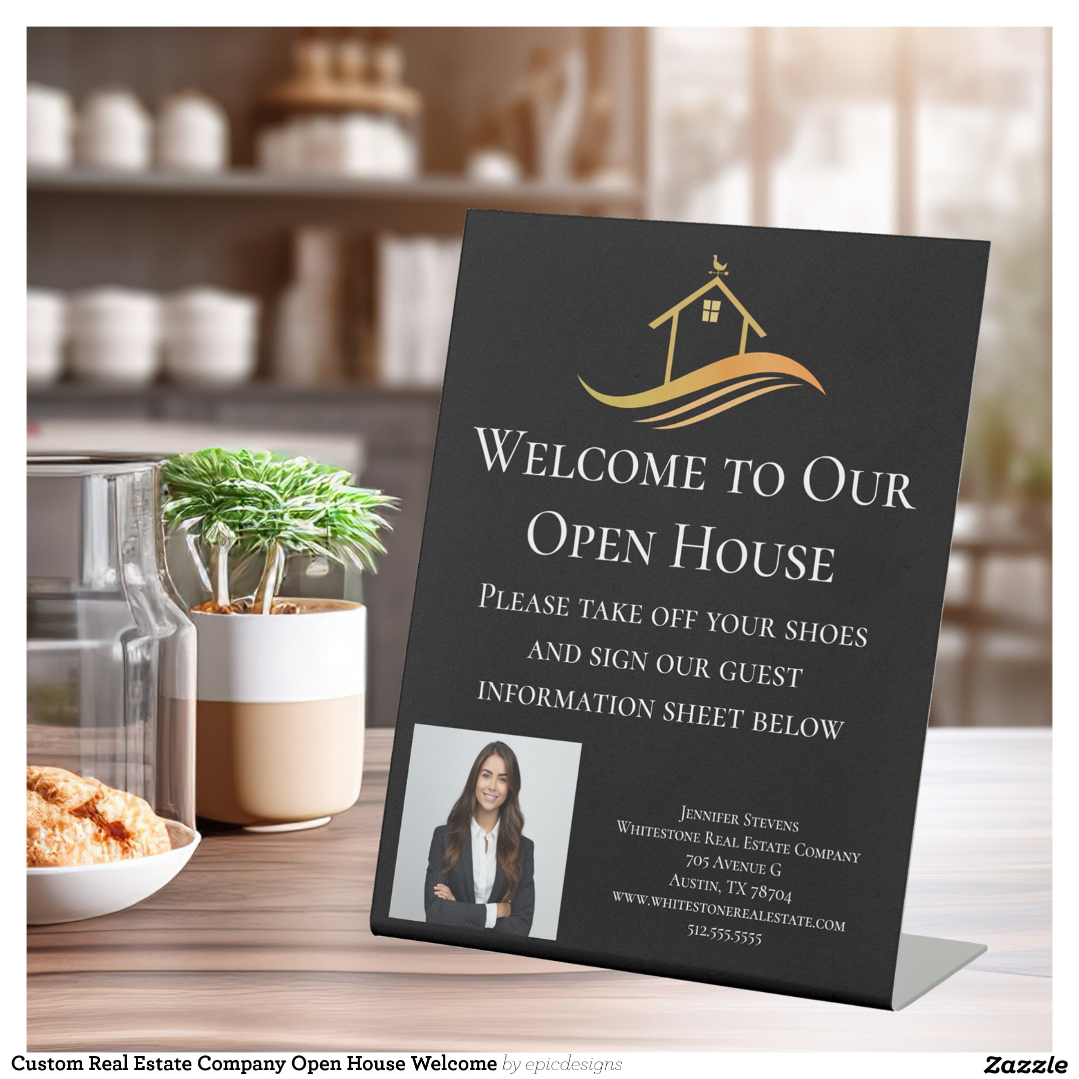 Custom Real Estate Company Open House Welcome Pedestal Sign