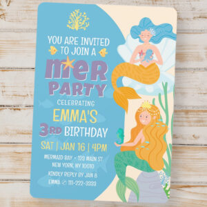 Cute and Modern Mermaid Kid's Birthday Party Invitation